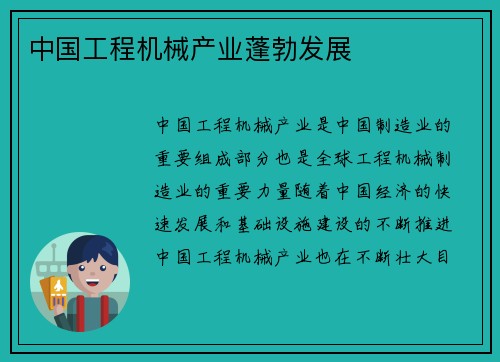 中国工程机械产业蓬勃发展